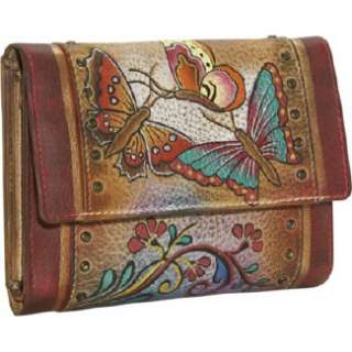 Handbags Anuschka Ladies Three Fold Wallet Henn Henna Butterfly Shoes 