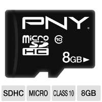 Click to view PNY P SDU8G10 EF Hi Speed MicroSDHC Flash Card   8GB 