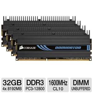 Corsair C2GX3M4X1600C10 Dominator Desktop Memory Kit   32GB (4x 8GB 