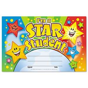 Recognition Awards, Im a Star Student, 8 1/2w by 5 1/2h, 30/Pack at 