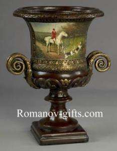 Huge French Victorian style Urn w/ Hunt Scene Painting  