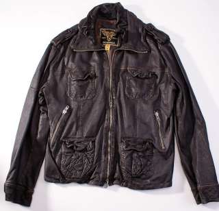NWT SUPERDRY Japan Dark Brown Brad Leather Moto Jacket XXL (fits XL 