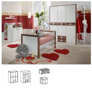 Babyzimmer Jette 3tlg. Nussb.   Weiss  