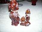 set of three decorative collectable poodle dogs figurines with chain