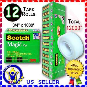 New Scotch Magic Tape 3/4x1000 invisible tape, Original 810K12 12/PK 