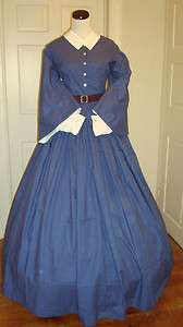 Civil War Reenactment Day Dress Size 16 Royal Blue Mini Dot  