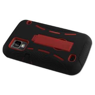 Boost Mobile ZTE WARP N860 Heavyduty Hybrid Impact RED Stand Case Dual 