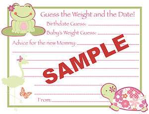 24 Printed Cocalo Once Upon a Pond Baby Shower Guess Weight & Date 