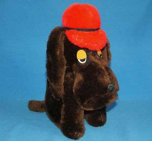 1975 Dakin BROWN HOUND DOG Plush RED HAT CAP Droopy #Z2  