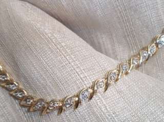 ladies 14k yellow gold double diamond tennis bracelet  