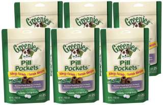 Greenies 6pk Small Pill Pockets Dog Allergy Duck 150ct  