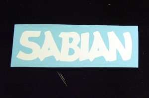 Vintage Sabian Cymbal Text Logo Bass Drum Decal   WHITE  
