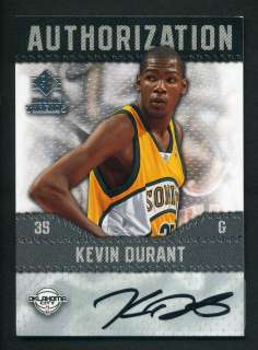    09 SP Rookie Threads Kevin Durant Rc Rookie Auto Certified Autograph