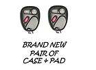 NEW PAIR OF 3 BUTTON GM KEYLESS REMOTE REPLACEMENT CASES + RUBBER PADS
