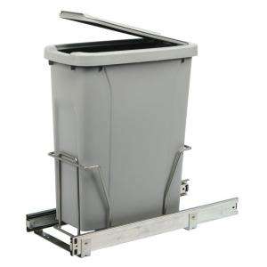 Real Solutions Single 20 qt. Platinum Trash Bin with Lid and Pull Out 