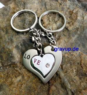 Partner Schlüsselanhänger Herz mit Diamant Gravur sa900  