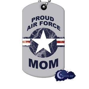 Proud Air Force Mom Military Supporter Dog Tag & Chain  