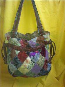 Lucky Brand Handbag Multi Color Patchwork Large Hobo Bag Purse Italian 