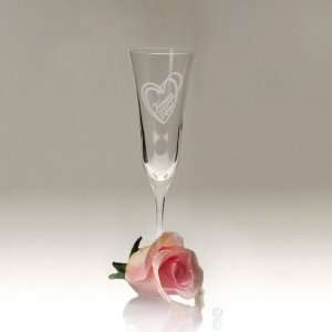 Sektglas 24% Bleikristall mit Handgravur aus Herz und Namen zur 