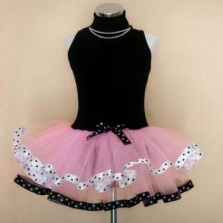 Girls Tutu Leotard Dance Ballet Dress Black PINK SZ 5 6  