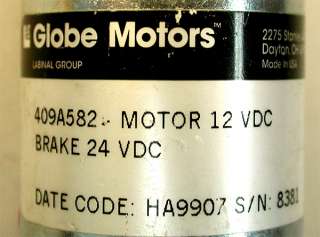 Globe Motors Precision Gearhead Motor 409A582 DC 12VDC  