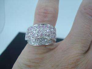 Round pink sapphire CZ Sterling Silver engagement RING  