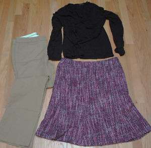   10 Clothing Lot Skirt Khaki Pants Black Knit Shirt LS Old Navy NY & Co