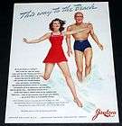 1941 OLD MAGAZINE PRINT AD, JANTZEN, BATHING SUITS ON BEACH, VARGAS 