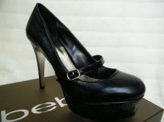 BEBE SHOES sandals platform heels blck leather bb zoe 181693  
