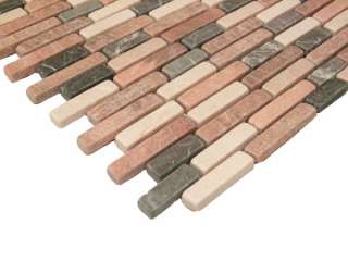 Naturstein Fliese Marmor Mosaik Stäbchen Mix 2 (Wood CM E) braun und 