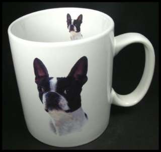 Boston Terrier Dog Large Ceramic Coffee Mug Cup White HTF  
