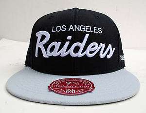 Los Angeles Raiders Black On Grey All Sizes Cap Hat by Mitchell & Ness 
