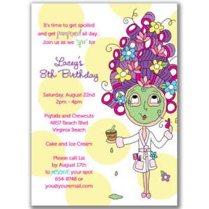 Fancy Spa Girl Invitations Purpl Makeover Glamour Party  