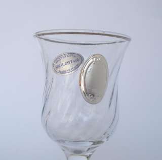 VINTAGE WINE GLASS w/STERLING SILVER TABLET .925 ITALY  