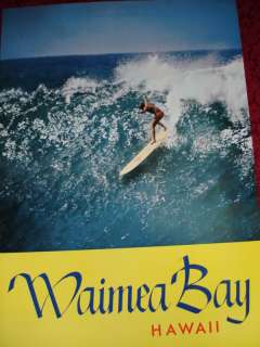 ORIGINAL 1960S Surf Poster WAIMEA BAY Hawaii Surfing  