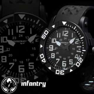 INFANTRY MILITARY ROTATE BEZEL BLACK RUBBER MENS WATCH  