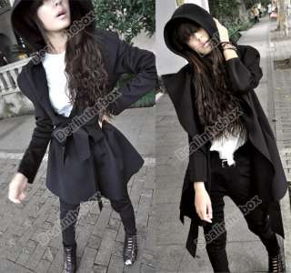 NEW Korea Womens Hooded Coat Trench Jacket Outerwear Style Tops Dress 