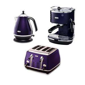 DeLonghi Icona Purple Coffee Maker, Kettle and Toaster  