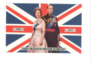 d8840   Queen Elizabeth & Phillip & Union Jack   Royalty postcard 