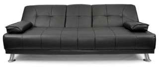 Modern Faux Leather 3 Seater Sofa Bed   Fold Down Table   Living Room 