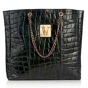 by Eva Croco Embossed Print Bag with Chain Handle 