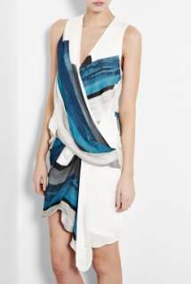 Helmut Lang  Blue Geometric Print Silk Dress by Helmut Lang