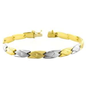   14 Karat Yellow & White Gold Stampato Bracelet 7.5 inch Jewelry