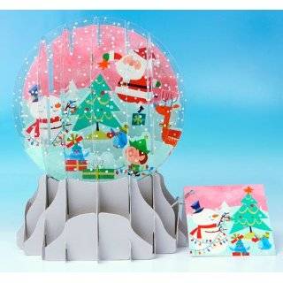 Christmas Greeting Card Pop up 3 d Snow Globe Holiday Dogs  