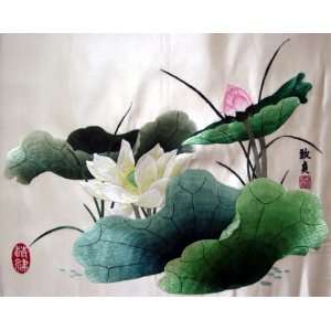   Beautiful Chinese Hunan Silk Embroidery Flower Lotus 