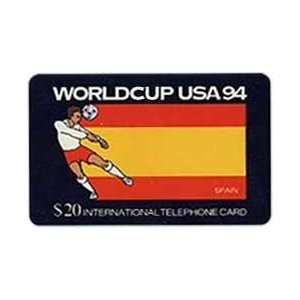 Collectible Phone Card $20. World Cup USA 94 Soccer   Spain Flag 