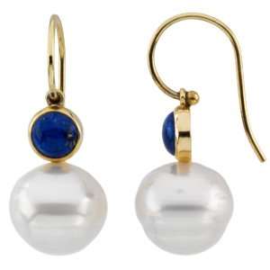  SOUTH SEA CULTURED PEARL & GENUINE LAPIS EARRING Jewelry