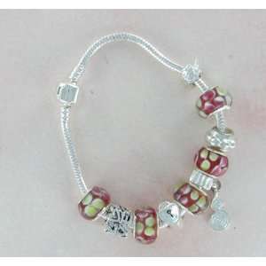 European Sterling Silver 8 Bead Charm Friendship Story Bracelet with 