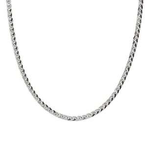  14k White Gold 1mm Diamond Cut Wheat Chain Necklace, 18 Jewelry