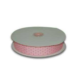 Grosgrain Ribbon Swiss Dot 5/8 inch 50 Yards, Pink with Lavender Dots